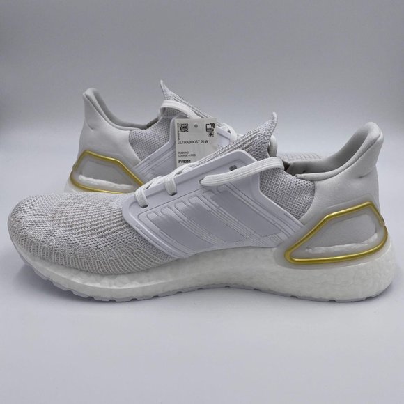 Adidas Ultraboost 20 White / Gold  Womens Shoes - Picture 2 of 8